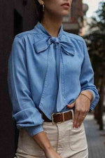 Load image into Gallery viewer, Denim Buttoned Ladies Long Sleeve Shirt
