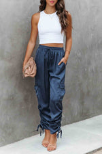 Load image into Gallery viewer, Solid Color Strappy Pocket Casual Trousers
