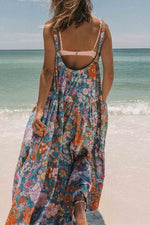 Load image into Gallery viewer, Bohemian Floral Suspender Backless Dress
