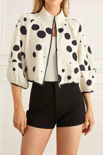 Load image into Gallery viewer, Women&#39;s Polka Dot Lantern Shoulder Stand Collar Coat

