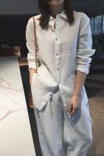 Load image into Gallery viewer, Cotton And Linen Casual Shirt And Wide-Leg Pants Two-Piece Set
