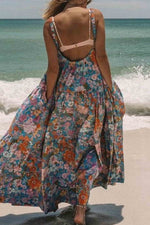 Load image into Gallery viewer, Bohemian Floral Suspender Backless Dress
