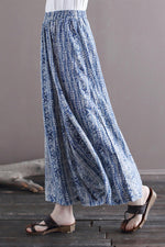 Load image into Gallery viewer, Linen Ethnic Style Batik Flower Pants Wide Leg Pants