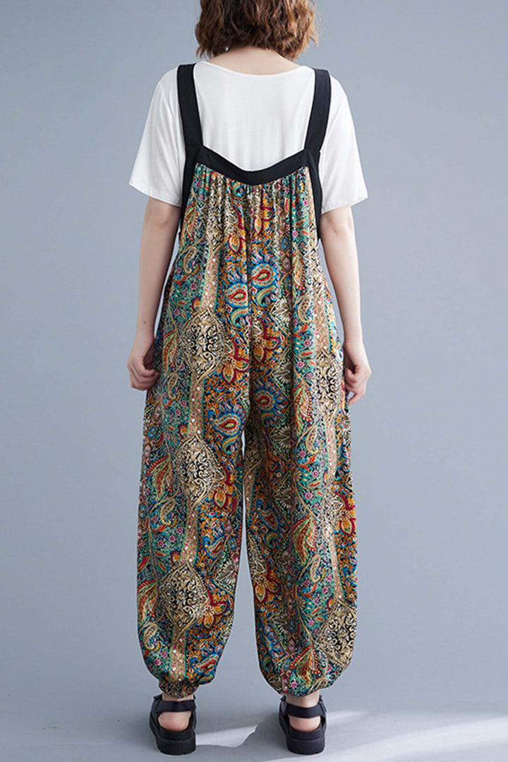 Colorful Pattern Loose Overalls Casual Bloomers