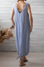 Load image into Gallery viewer, New Ladies Loose Solid Color Linen Sling Dress