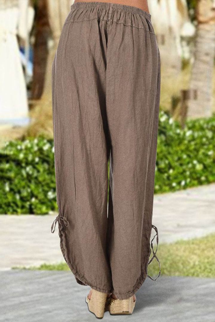 Solid Color High Waisted Linen Lounge Pants