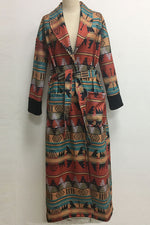 Load image into Gallery viewer, Reversible Printed British Lapel Long Trench Coat