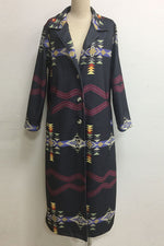Load image into Gallery viewer, Printed British Style Lapel Long Trench Coat