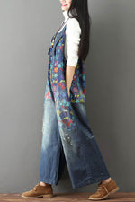 Load image into Gallery viewer, Plus Size Printed Wide-leg Denim Overalls Jumpsuits