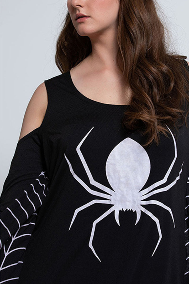 Cotton King Spider Black Print Dress