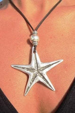 Load image into Gallery viewer, Retro Trend Starfish Leather Rope Alloy Necklace