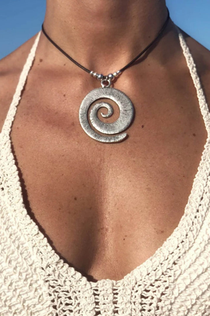 Retro Boho Spiral Symbol Necklace