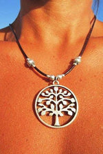 Load image into Gallery viewer, Boho Vintage Style Wishing Tree Leather Rope Pendant Necklace leemho