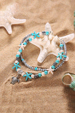 Load image into Gallery viewer, Beach Anklet Turtle Pendant Starfish Turquoise Anklet leemho