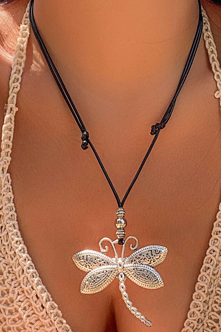 Vintage Drawstring Choker Dragonfly Necklace leemho