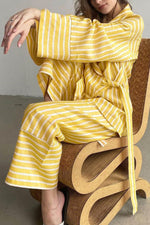 Load image into Gallery viewer, Two-piece Striped Top High-waisted Trousers Set