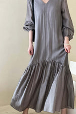 Load image into Gallery viewer, Long Sleeve Fishtail Loose Solid Color Dress
