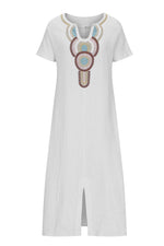 Load image into Gallery viewer, Cotton Linen Embroidered Split Dress