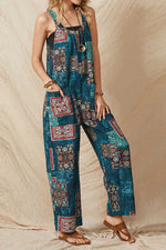 Load image into Gallery viewer, Printed Overalls Retro Casual Cotton Linen Jumpsuit