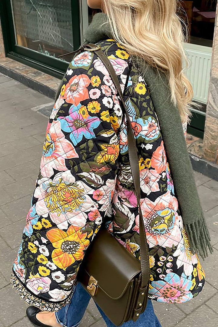 Winter Printed Cashmere Bell Sleeve Cotton Coat