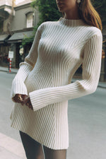 Load image into Gallery viewer, High Neck Long Sleeve Knitted Solid Color Dress