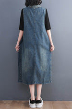 Load image into Gallery viewer, Denim Vest Colorblock Loose Sleeveless Dress leemho