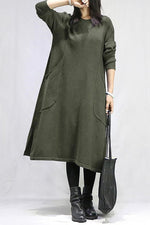 Load image into Gallery viewer, Round Neck Long Sleeve Solid Color Sport Fleece Dress leemho