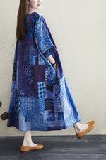 Load image into Gallery viewer, Blue Vintage Print Loose Dress