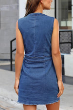 Load image into Gallery viewer, Solid Color Denim Sleeveless Dress