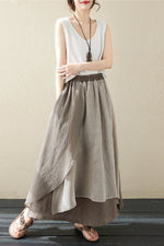 Load image into Gallery viewer, Irregular Cotton Linen Loose Color-block Skirt Long Skirt leemho