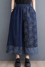 Load image into Gallery viewer, Loose Casual Ethnic Denim Print Wide-Leg Pants