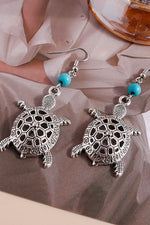 Load image into Gallery viewer, Hollow Turtle Retro Turtle Turquoise Earrings
