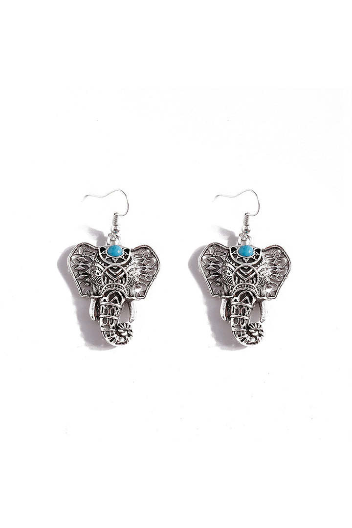 Retro Pop Boho Elephant Earrings Turquoise Earrings