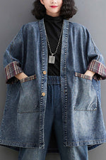Load image into Gallery viewer, Vintage V Neck Pocket Denim Oversized Jacket