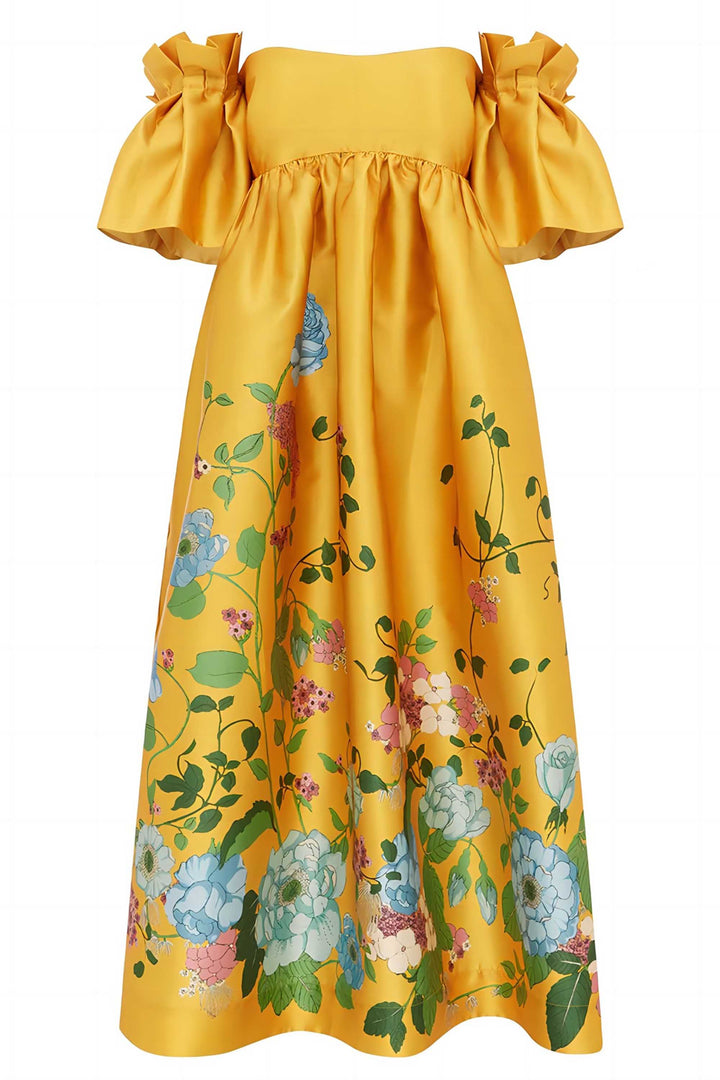 Satin Printed One-shoulder Party Dress