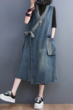 Load image into Gallery viewer, Denim Vest Colorblock Loose Sleeveless Dress