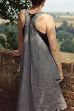 Load image into Gallery viewer, Gray Loose Linen Apron Dress