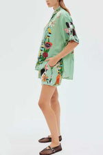 Load image into Gallery viewer, Linen Casual Printed Shirt Shorts Outdoor Homewear Two-piece Set
