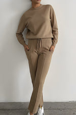 Load image into Gallery viewer, Loose Crew Neck Tops Trousers Knitted Suit leemho