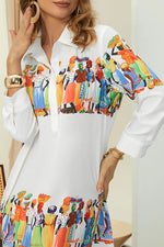 Load image into Gallery viewer, Summer Shirt Button Collar Printed Long Sleeve Dress
