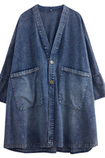 Load image into Gallery viewer, Autumn Vintage V Neck Pocket Denim Jacket