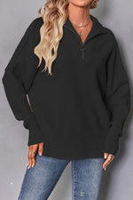 Load image into Gallery viewer, Solid Color Zip High-neck Knit Pullover