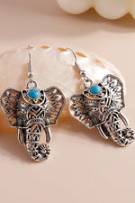 Load image into Gallery viewer, Retro Pop Boho Elephant Earrings Turquoise Earrings
