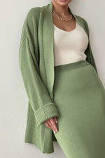 Load image into Gallery viewer, Sweater Cardigan Loose High Waist Skirt Fashionable Knitted Two-piece Set leemho