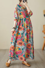 Load image into Gallery viewer, Plus Size Vintage Resort Long Sleeve Dress