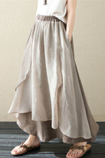 Load image into Gallery viewer, Irregular Cotton Linen Loose Color-block Skirt Long Skirt
