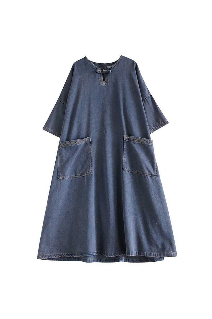 Loose Plus Size Denim Round Neck Dress leemho
