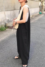 Load image into Gallery viewer, Japanese V-neck Sleeveless Pocket Overalls Jumpsuit leemho