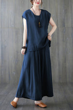 Load image into Gallery viewer, Solid Color Round Neck Sleeveless Vest Wide Leg Pants Two Piece Set leemho