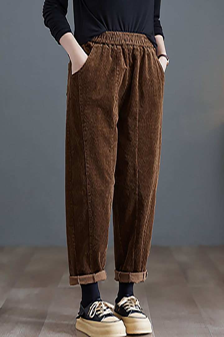 Fall Corduroy Casual Plus Size Trousers leemho
